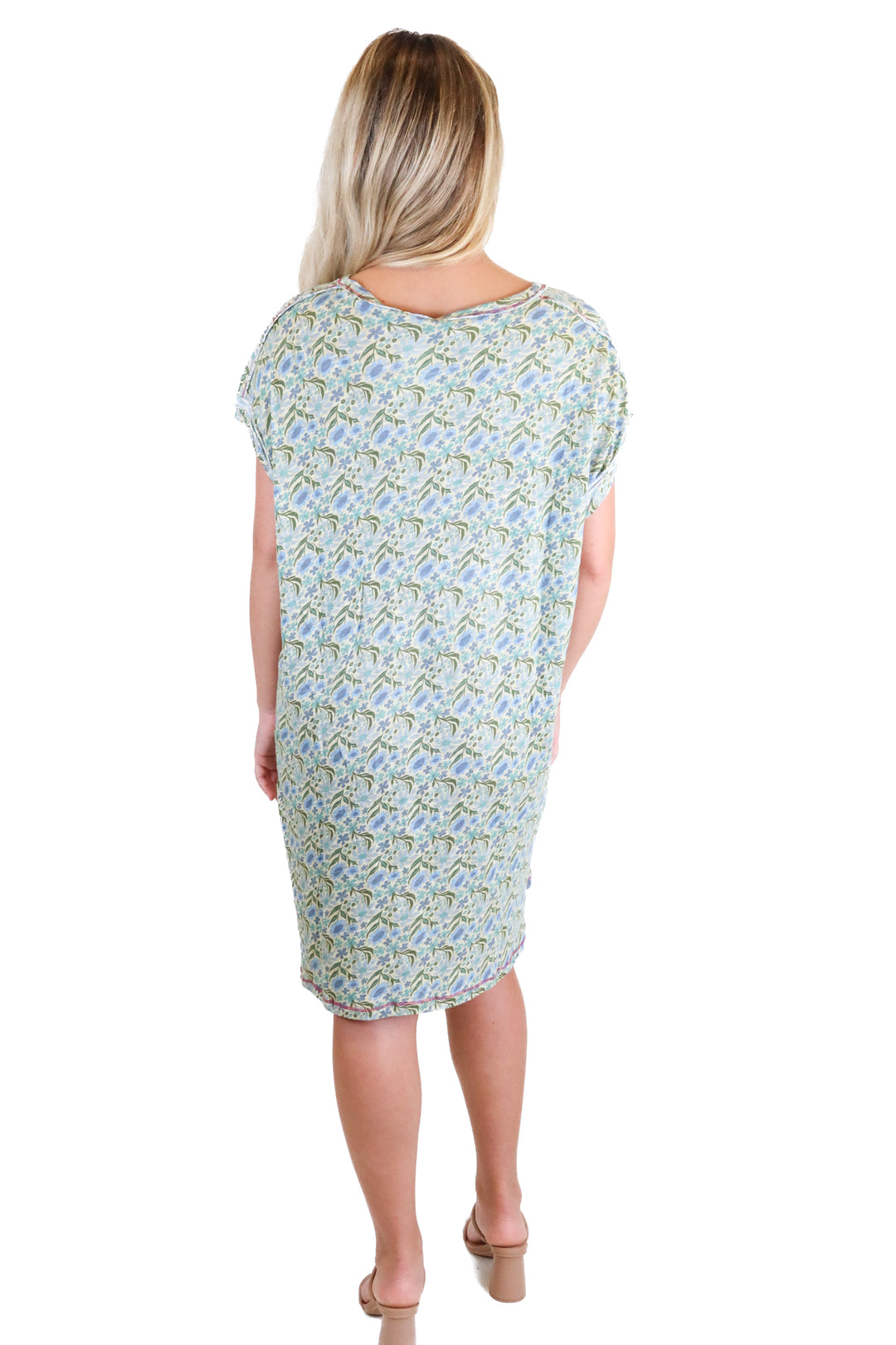 Natural Life blue/green floral midi dress NWT (S)