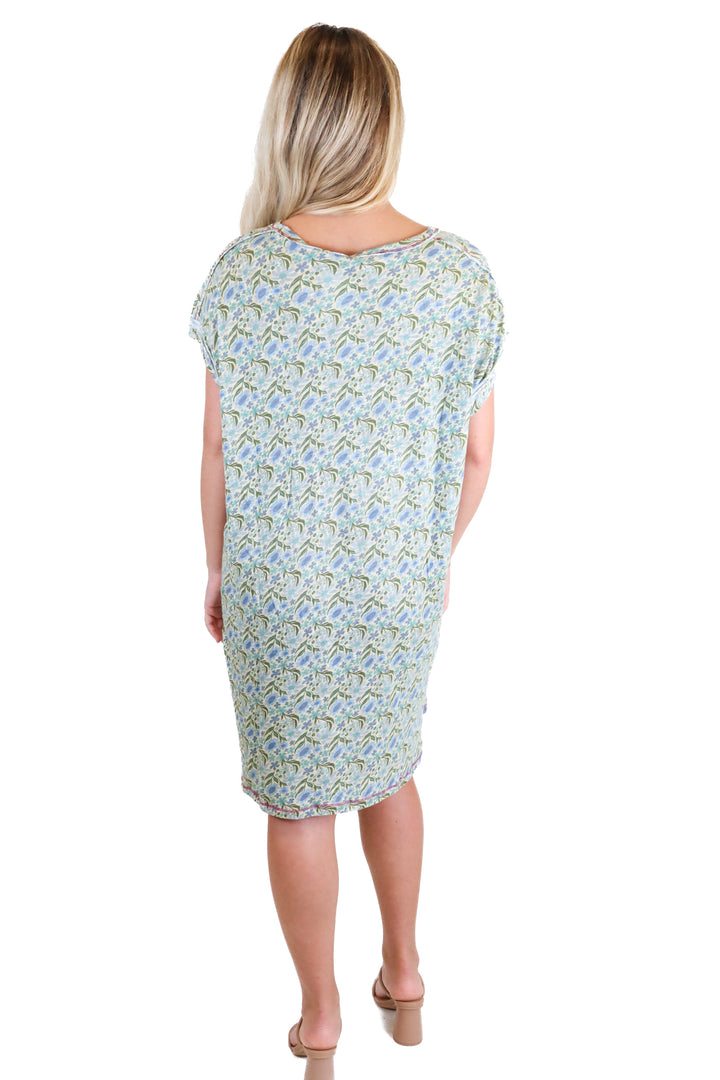 Natural Life blue/green floral midi dress NWT (S)