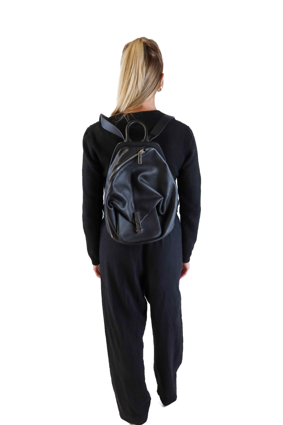 Kendall + Kylie black leather backpack