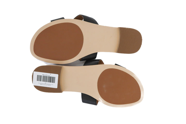 quince black/tan leather sandals (9.5; retail $60)