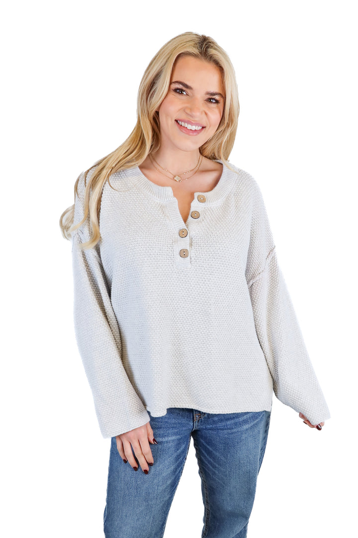 free people beach grey knit sweater (s; retail $78)
