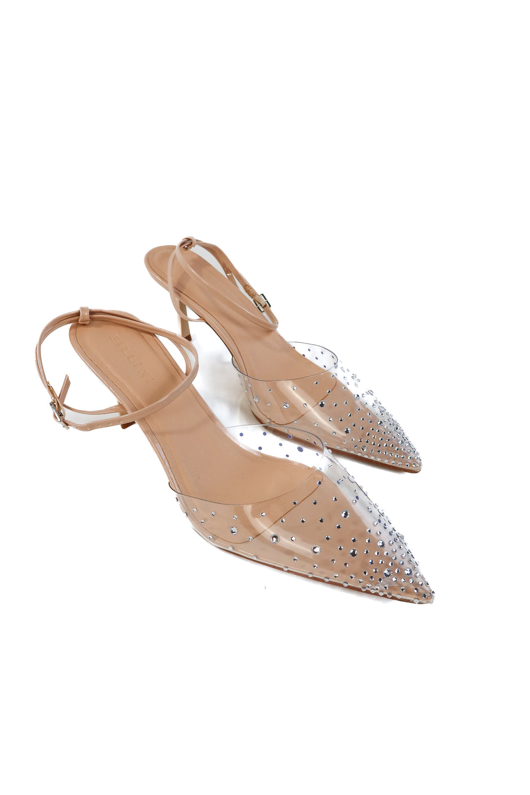 Billini clear rhinestone ankle strap NWOT (10; retail $99)