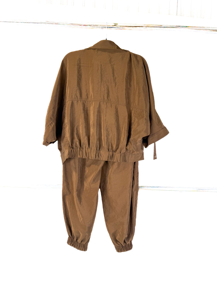 zara brown jogger set (s)