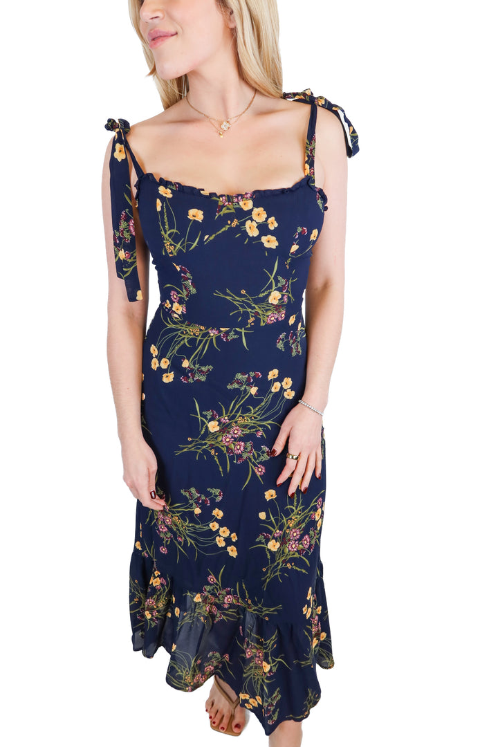 reformation navy floral maxi dress (4; retail $278)