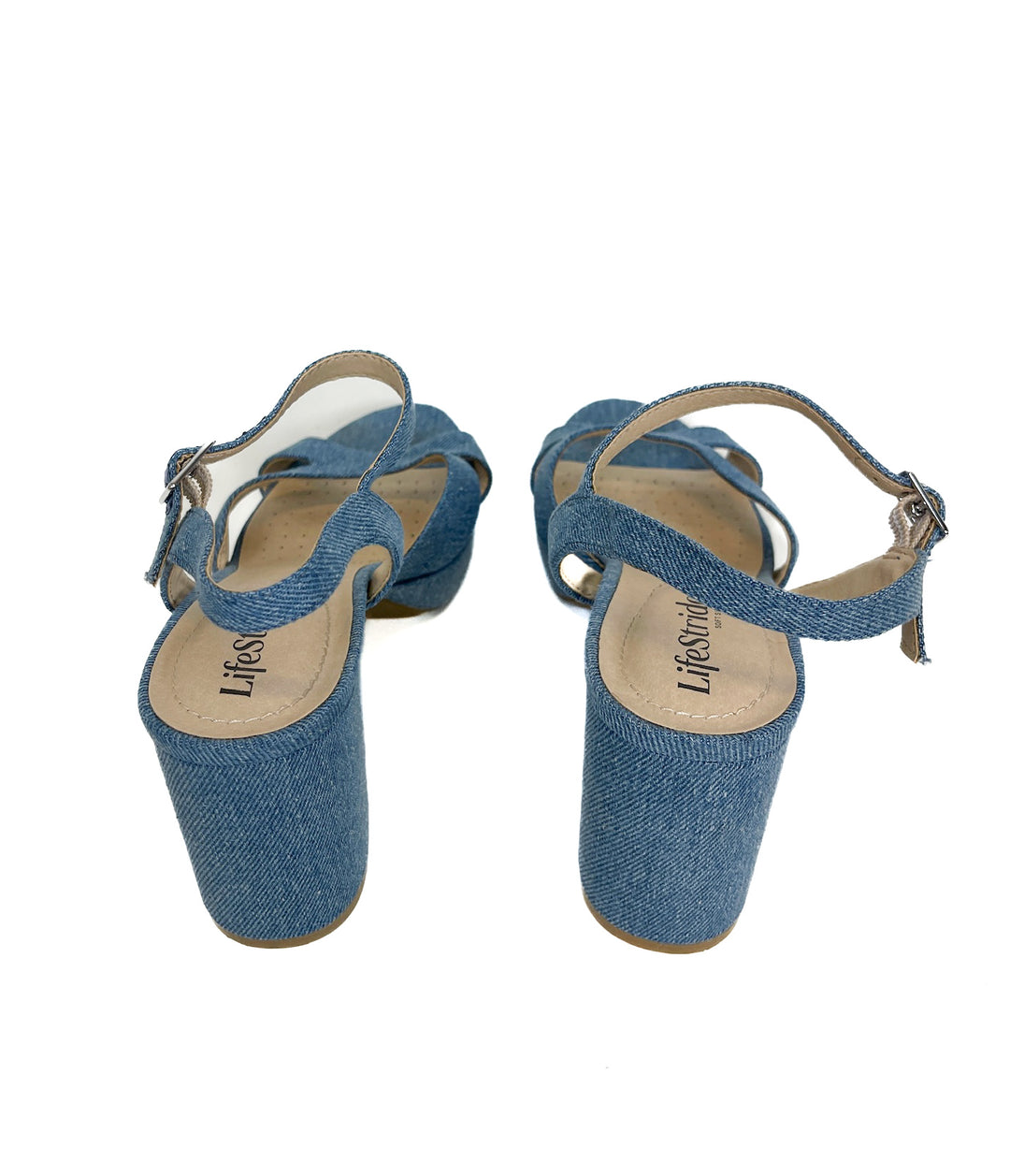 LifeStride Blue Denim Platform Block Heel Dress Sandals (9M)