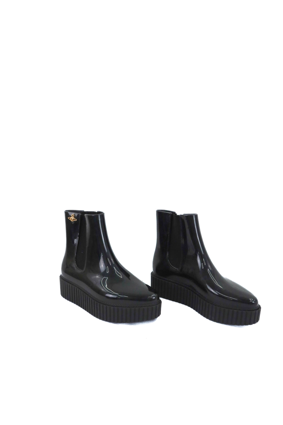 vivienne westwood x melissa black platform waterproof boots (6; retail $200)