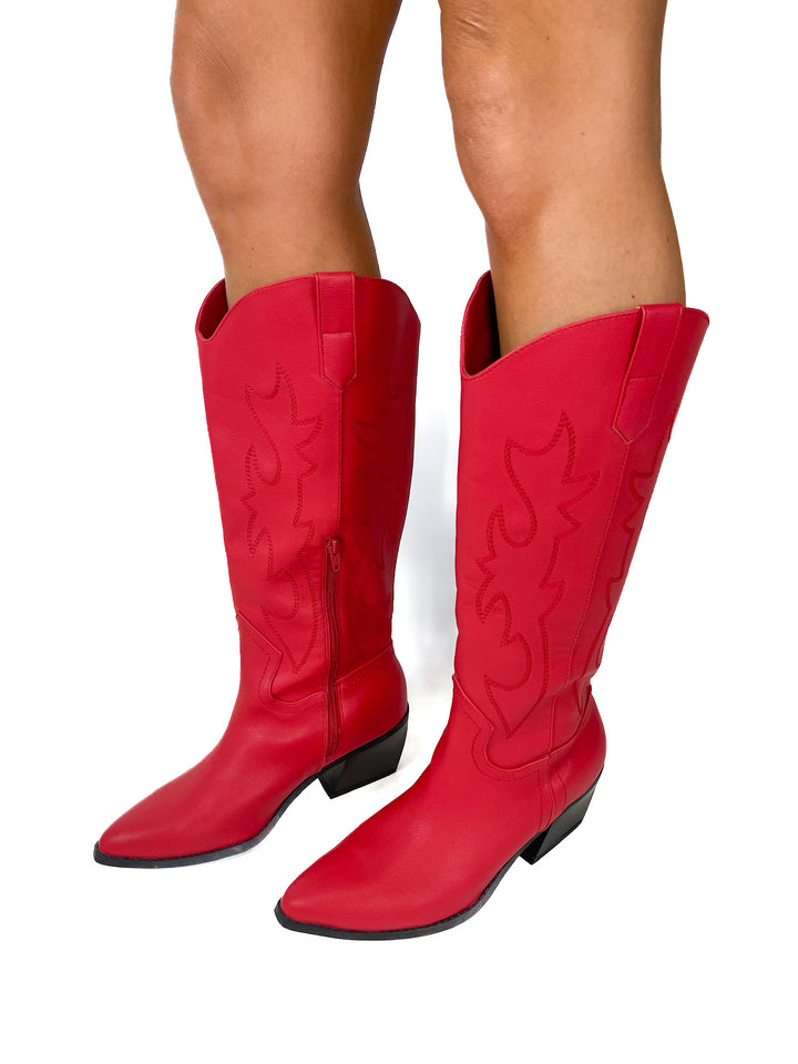 Madden NYC Red Embroidered Tall Western Boots (9.5)