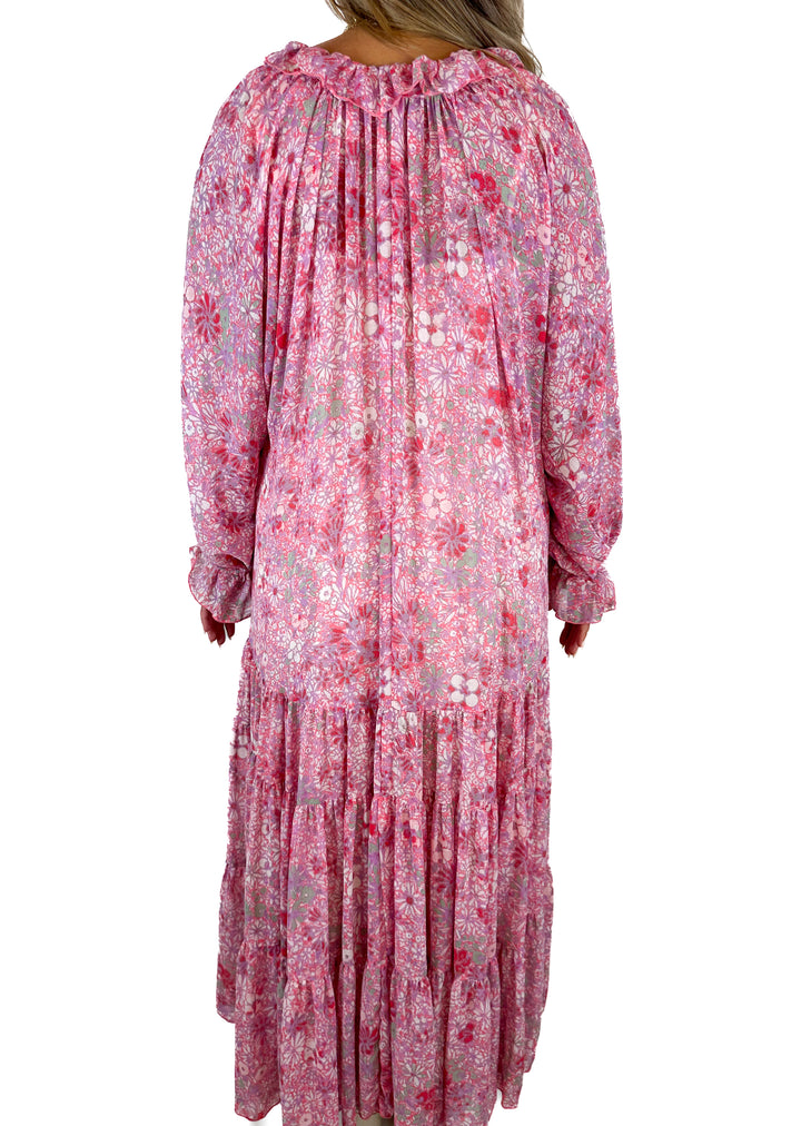 Free People Feeling Groovy Oversized Maxi Dress Summertime Pink  (M)