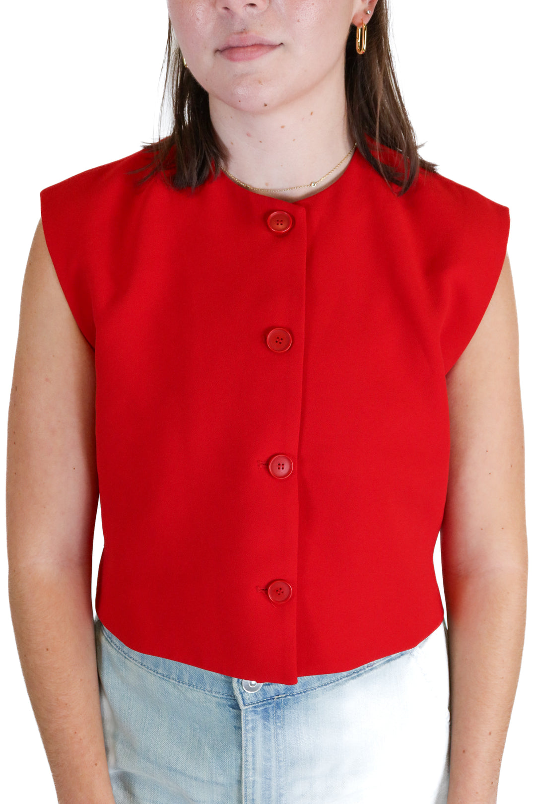 zara red boxy vest (M)
