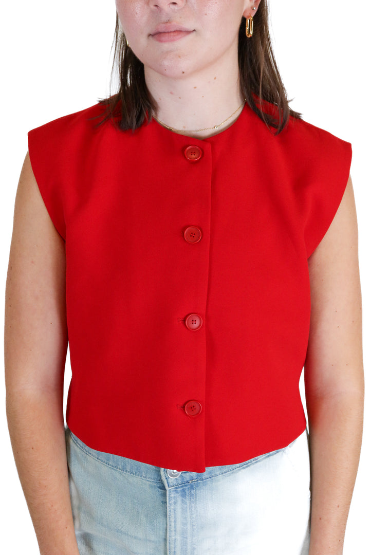 zara red boxy vest (M)