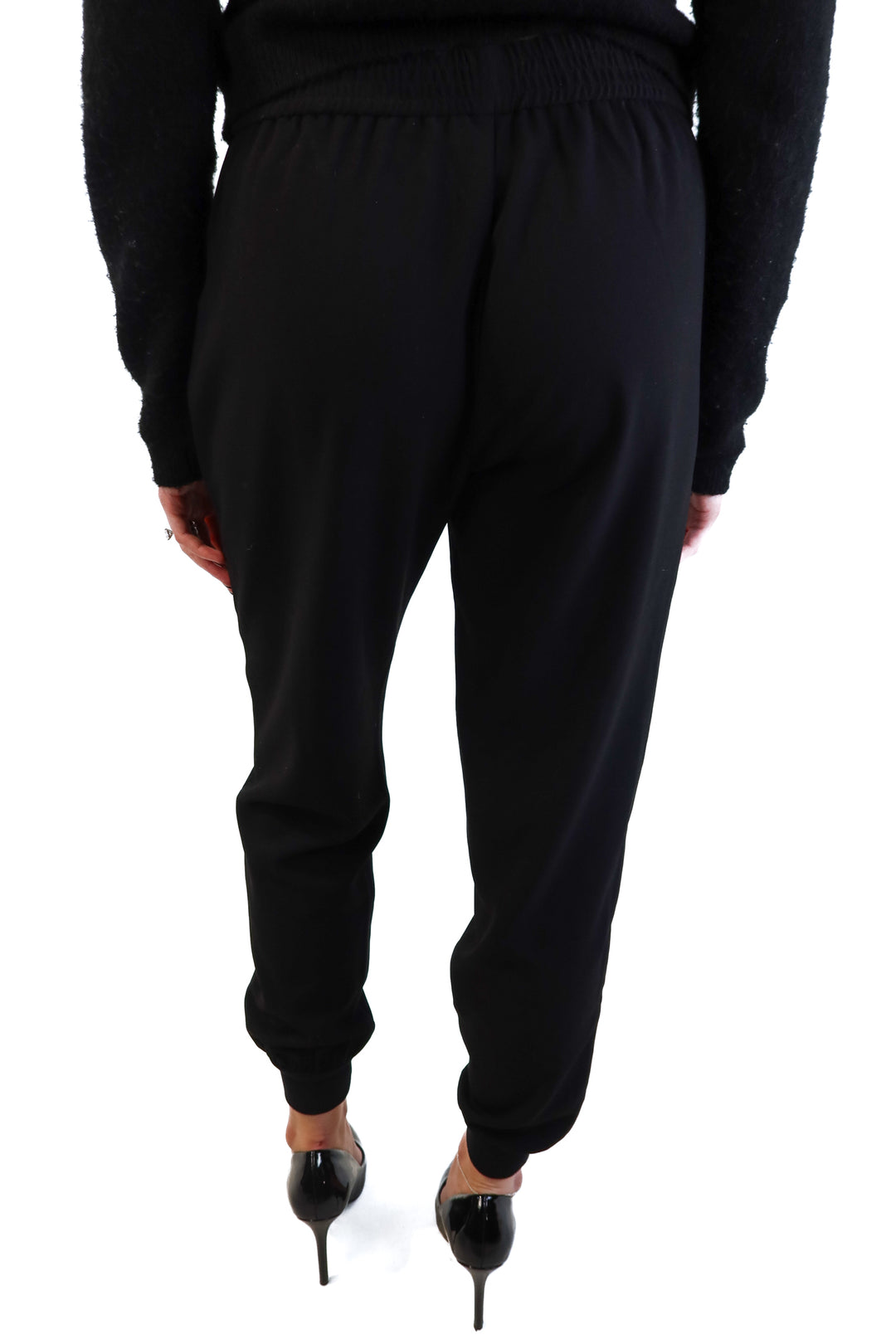 Paige Black Crepe Joggers (M; retail $218)