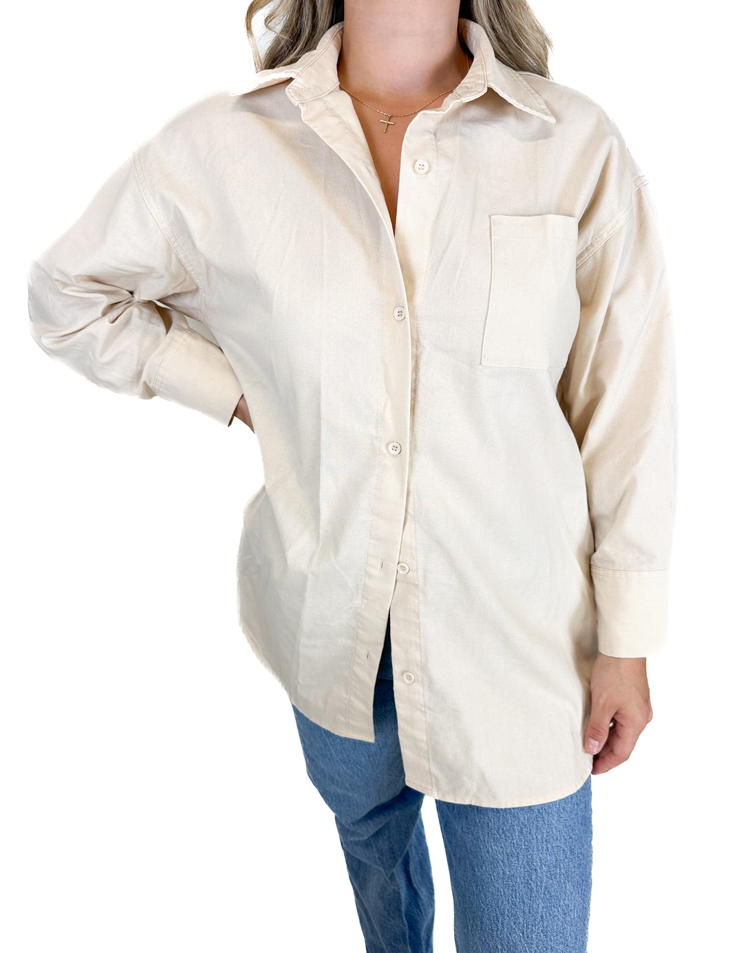 Le Lis Tan Button Down Shirt (S)