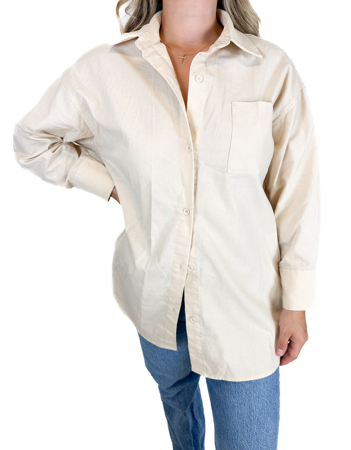 Le Lis Tan Button Down Shirt (S)