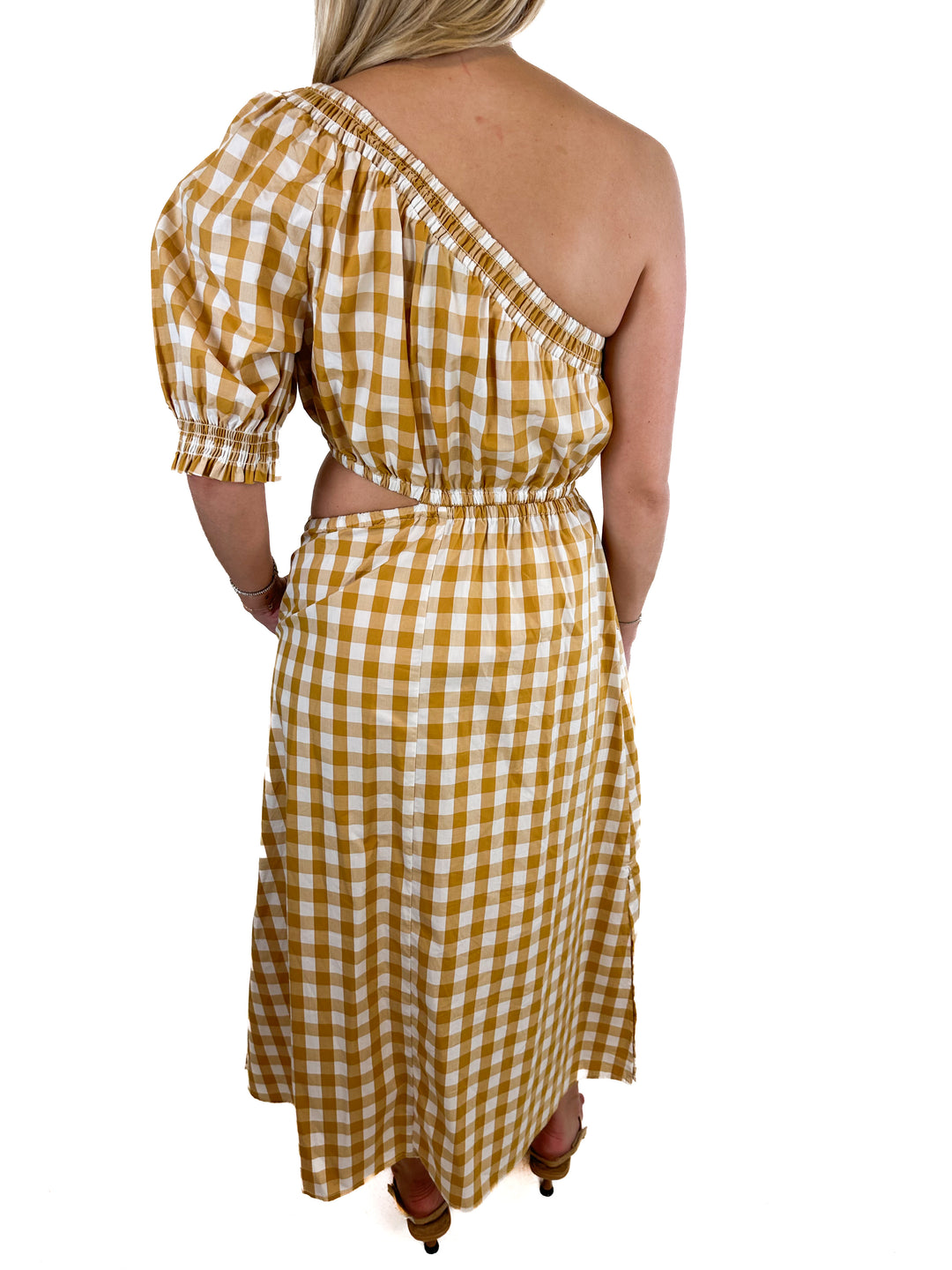 Who What Wear Checked One-Shoulder Dress NWT (XS)