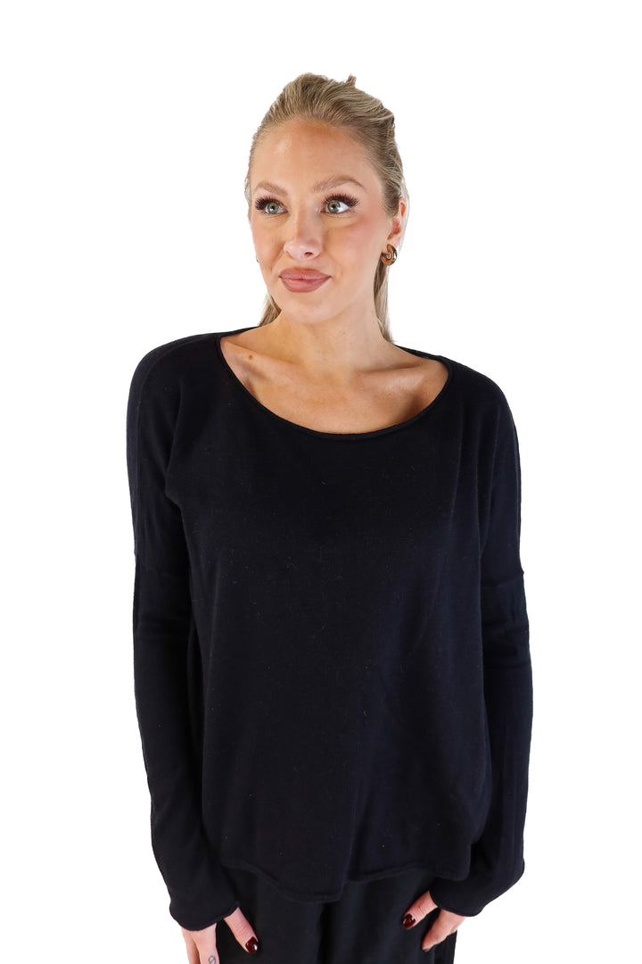 Vince black lightweight knit long sleeve top (M; retail $90)