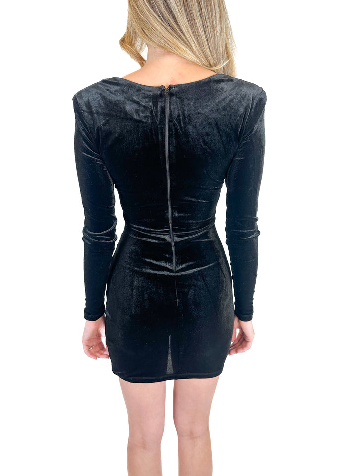 Windsor Black Velvet Mini Dress NWT (XS; retail $69.90)