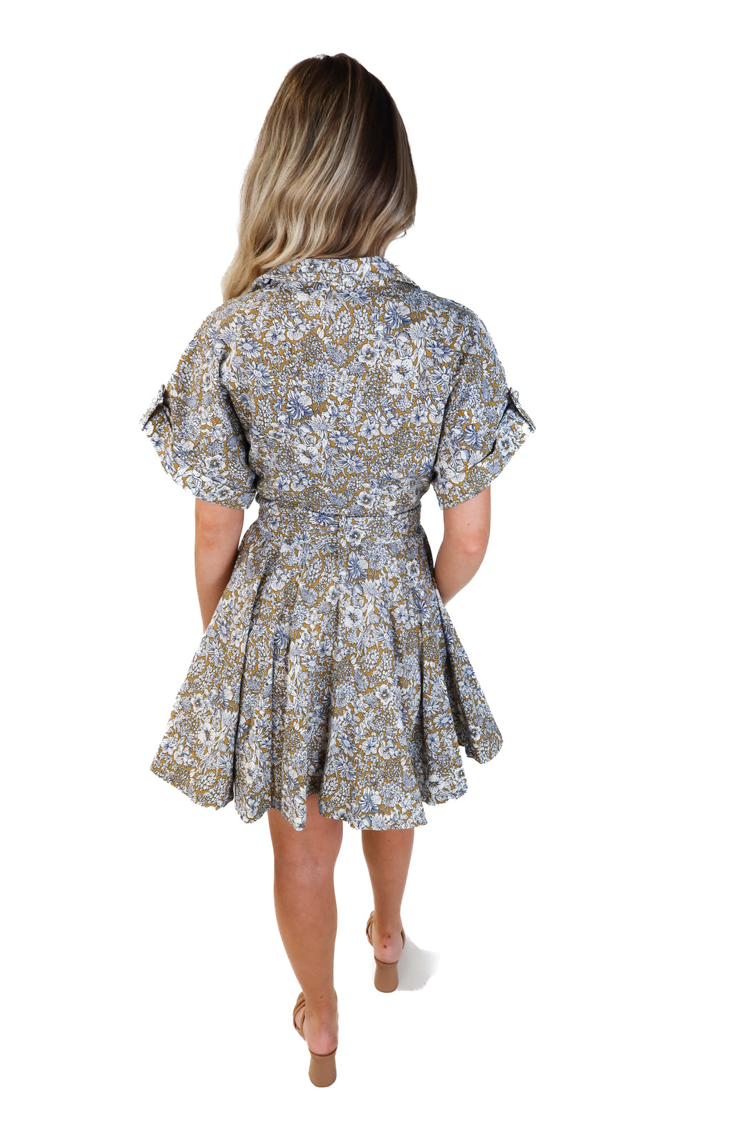SOLD: Amable brown/blue floral dress NWT (s; retail $100)