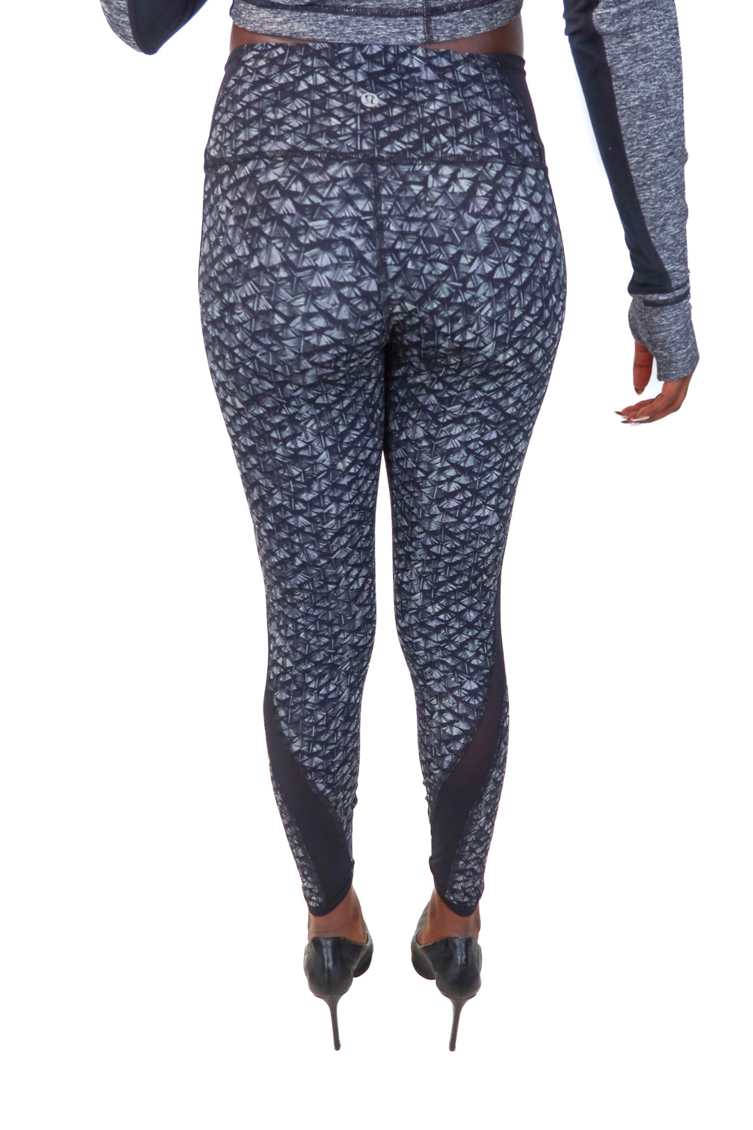 Lululemon Black/Grey Print Mesh Panel Leggings (*2)
