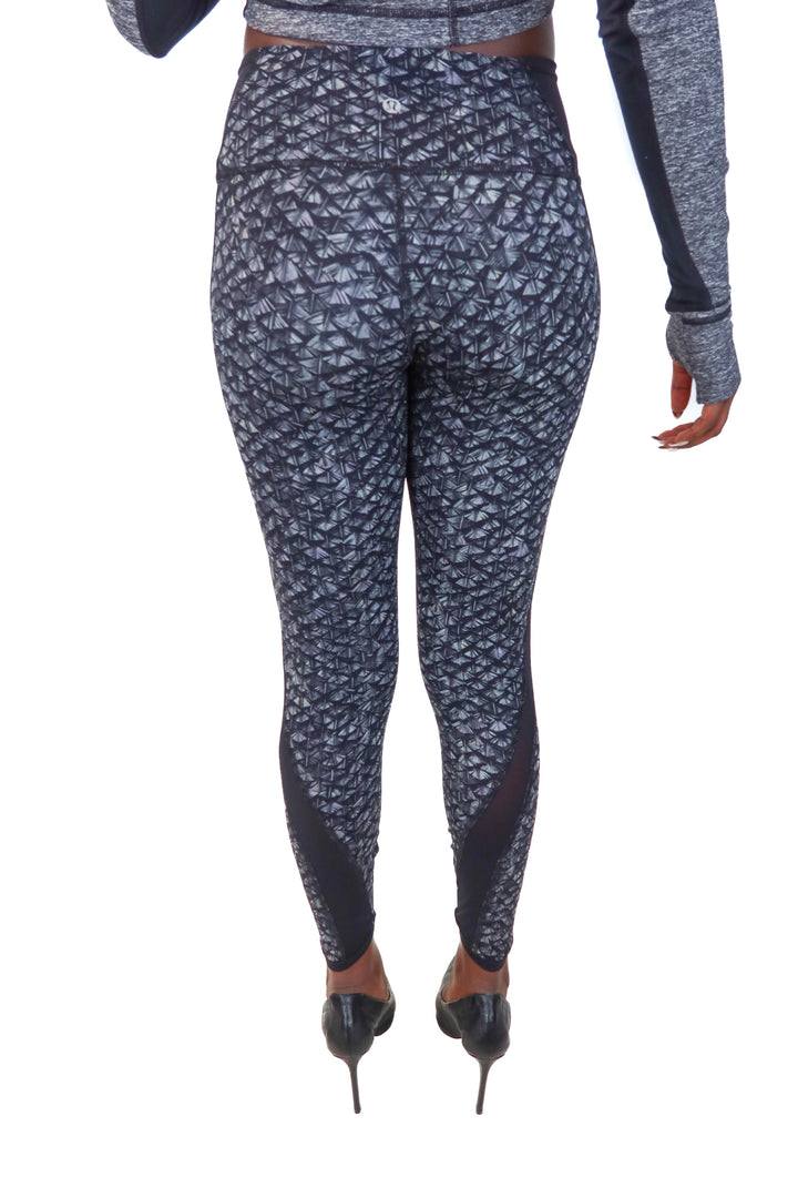 Lululemon Black/Grey Print Mesh Panel Leggings (*2)