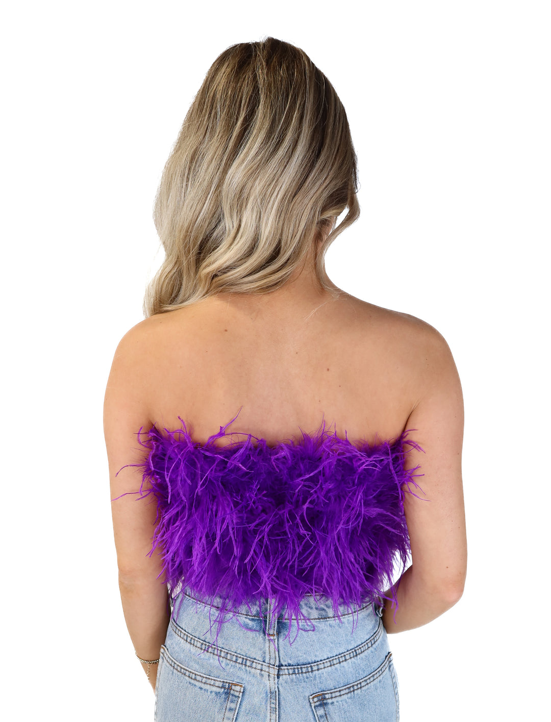 Buddy love purple feather tube top NWT (s; retail $72)