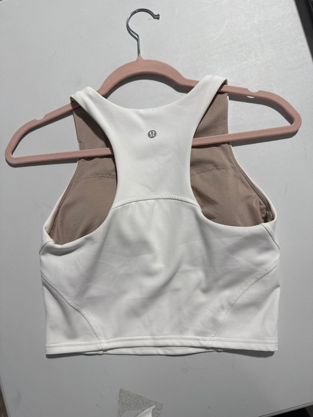 SOLD: Lululemon Cream High Neck Long Line Sports Bra (6)