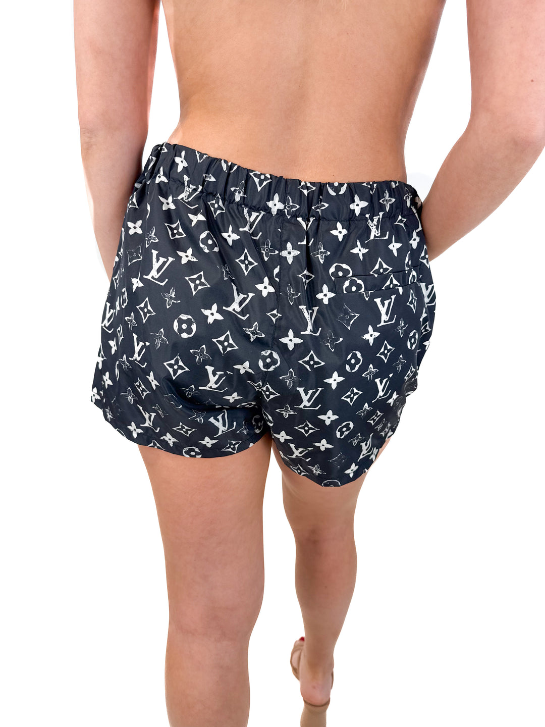 Louis Vuitton Black Logo Print Nylon Shorts NWT (38/6; retail $1,180)