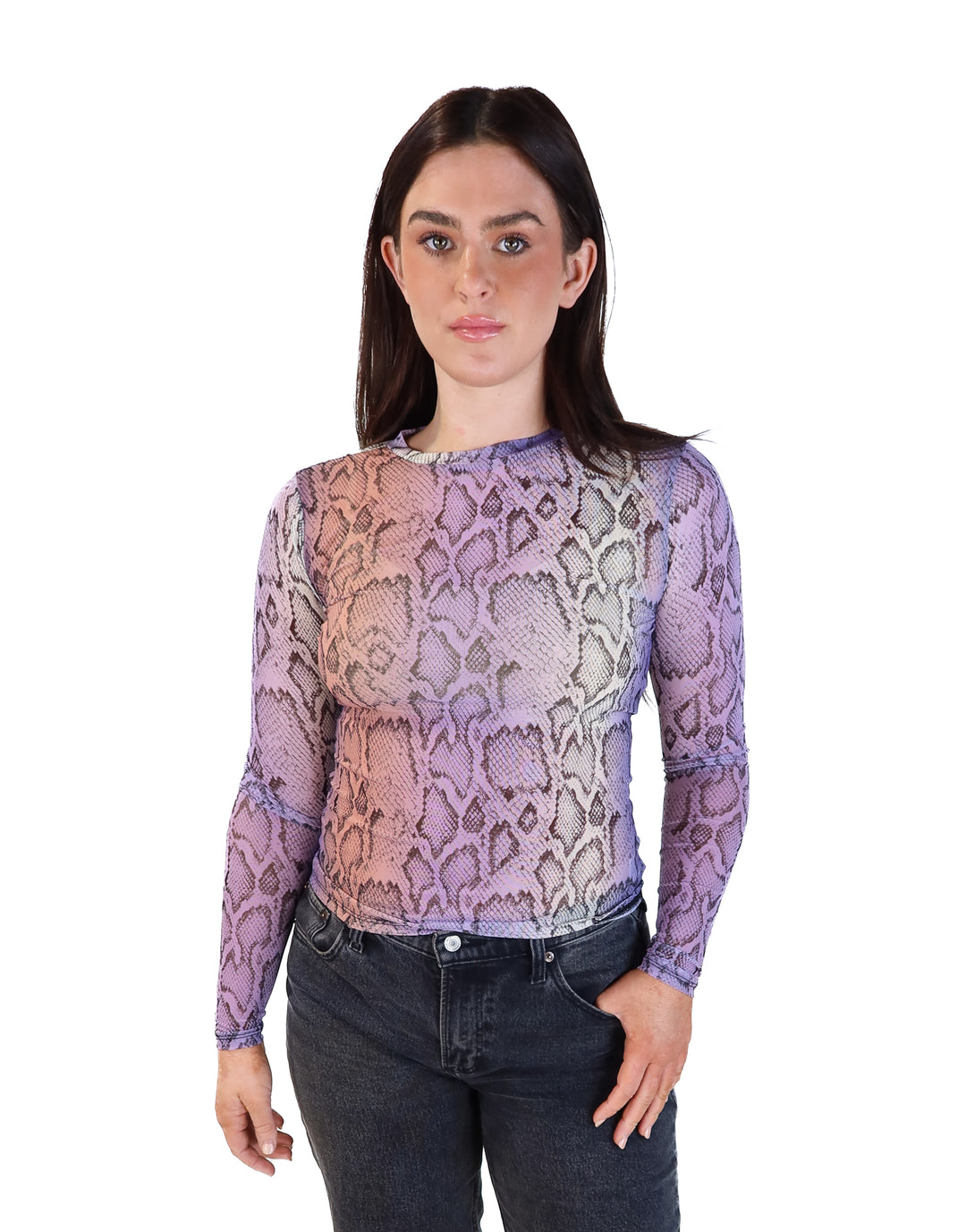 AFRM ombré sheer snakeskin top NWT (s)