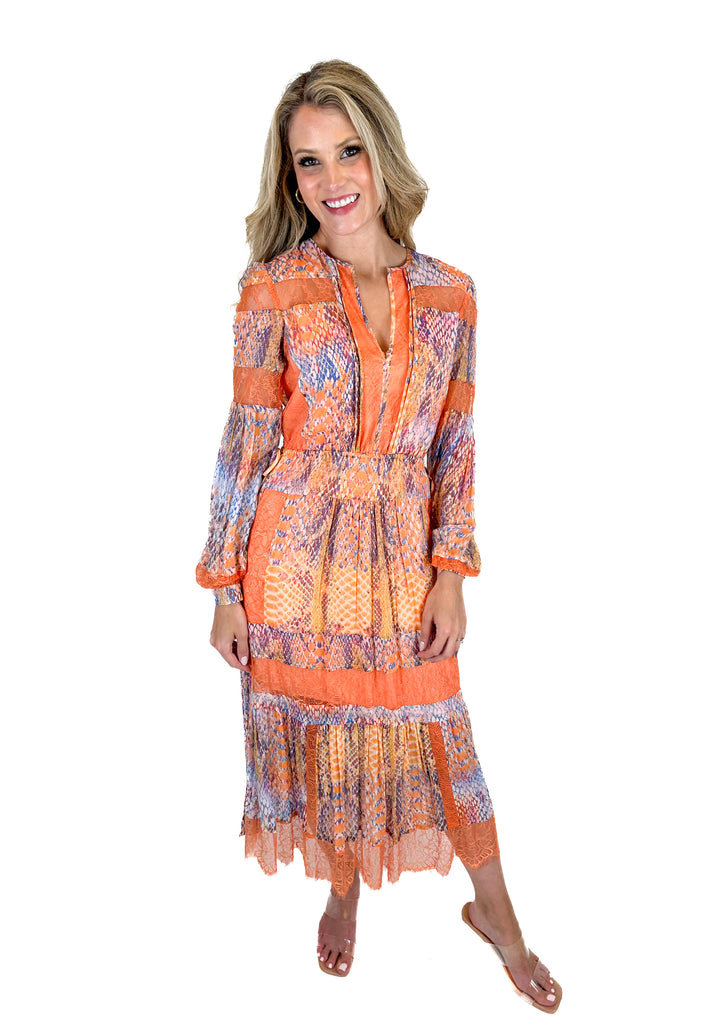 Hale Bob Animal Print Orange Lace Dress NWT (XS)