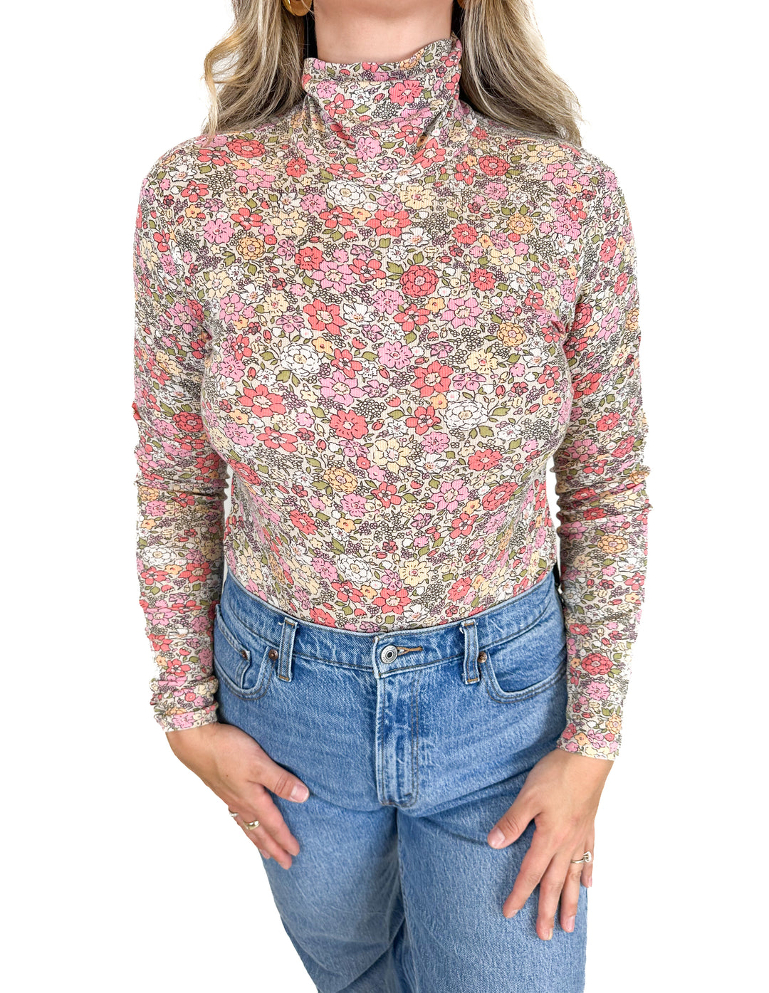H&M Floral Ribbed Bodysuit (M)