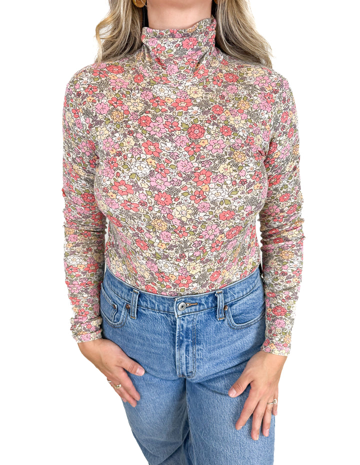 H&M Floral Ribbed Bodysuit (M)