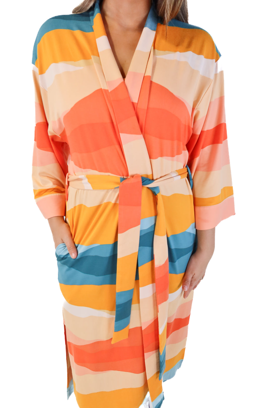 Mason grey multi color robe (L; retail $108)