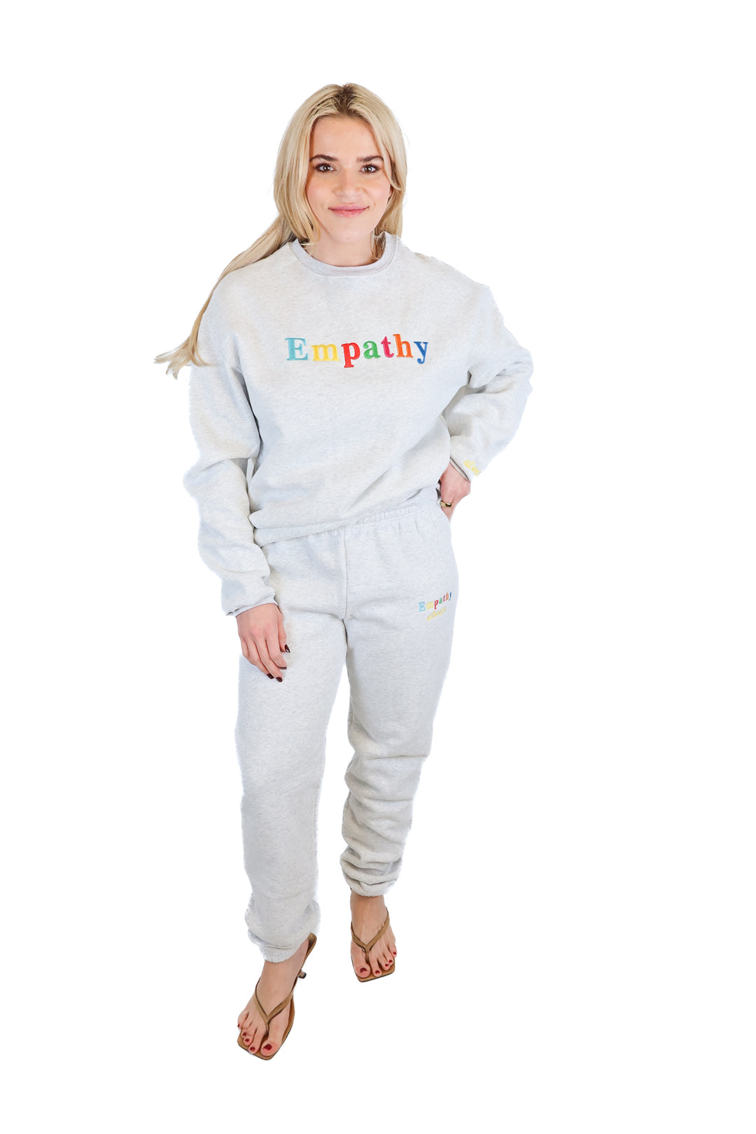 Heather Gray Empathy Embroidered Sweatsuit (S/M)