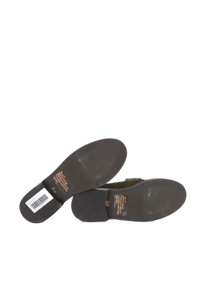 steve madden green cow leather loafers (9.5)