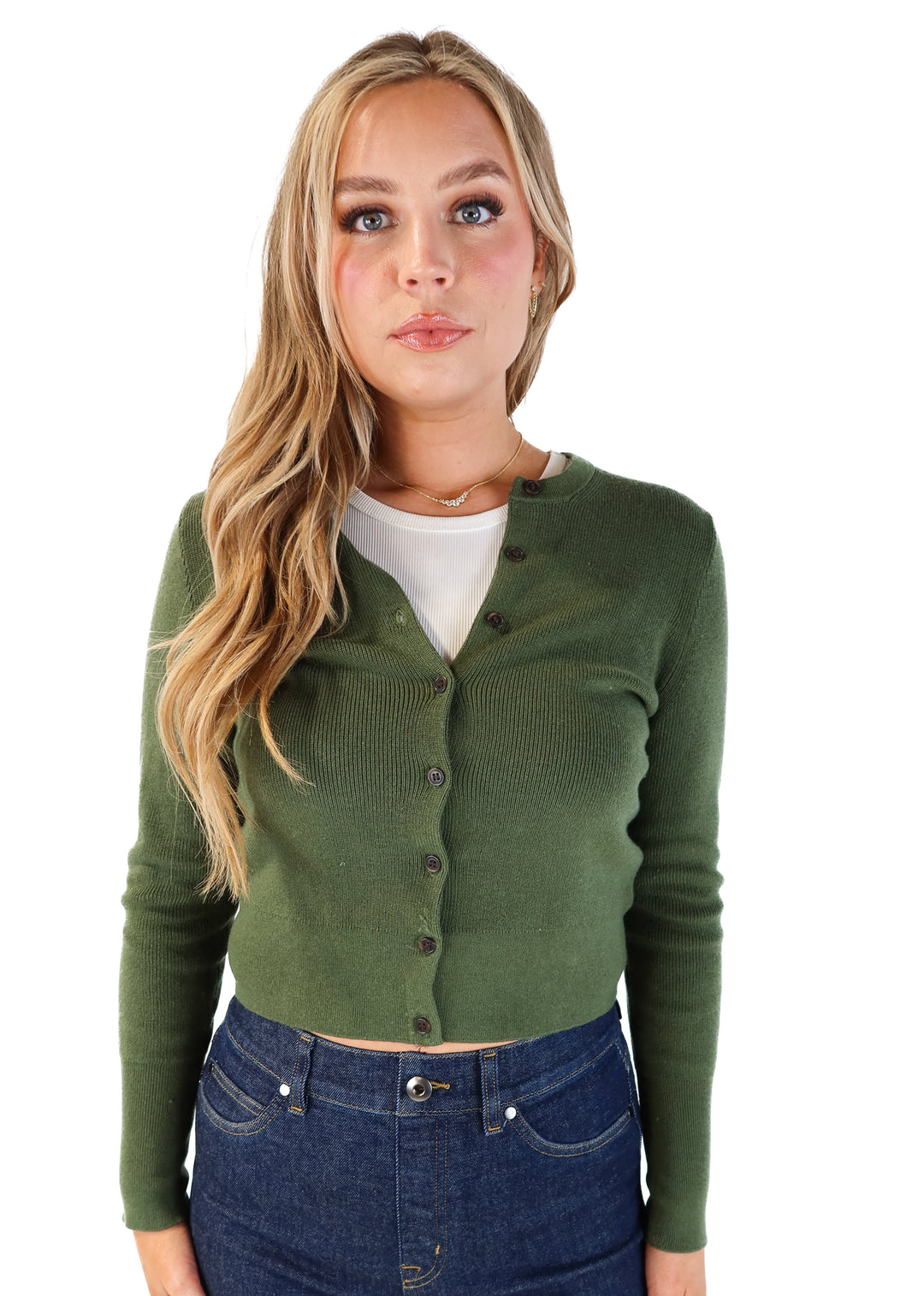 J.Crew dark green cardigan (s; retail $108)