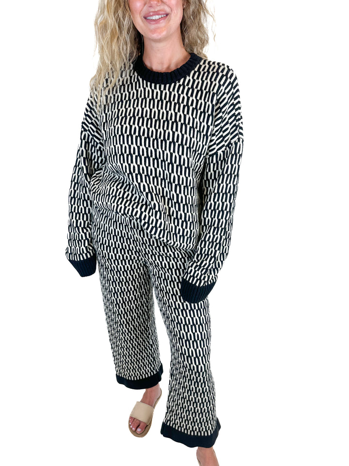 Show Me Your Mumu Black and White Knit Set (M)