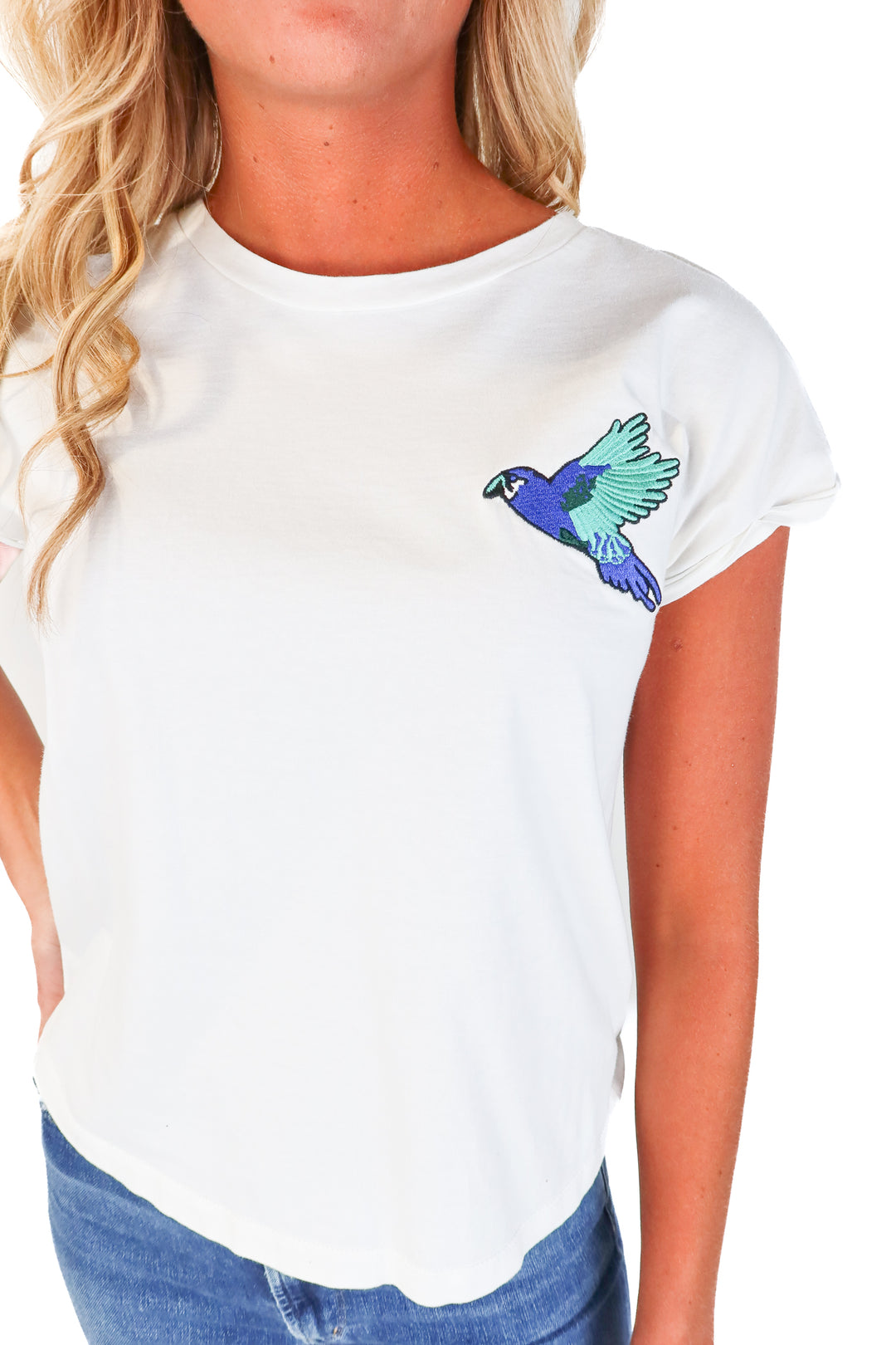Maje Off White Embroidered Bird Tee (1/S)