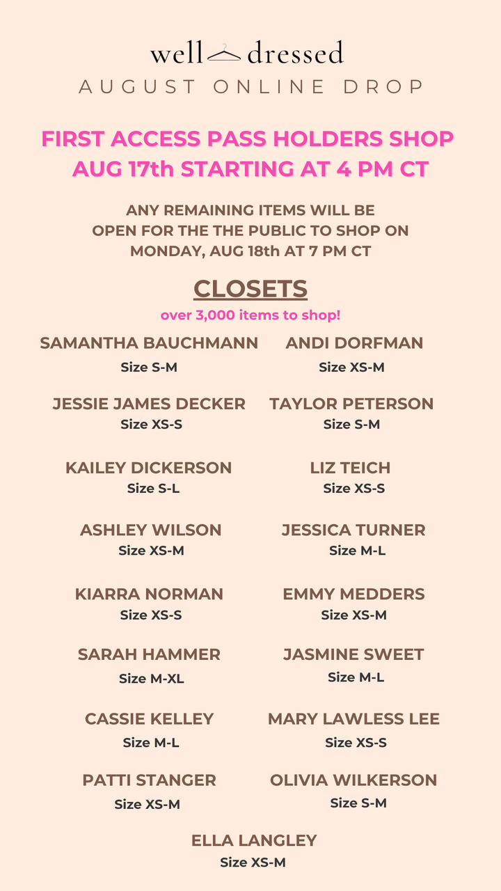*August Online Celeb/Influencer Drop (starts August 17th)*