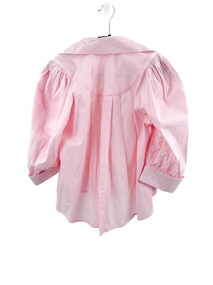laroque pink button up blouse (XS; retail $223)