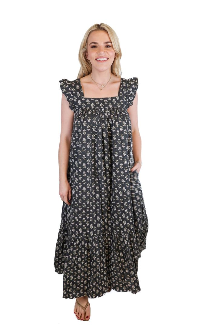 Christy Dawn Faded Black Floral Cotton Maxi Dress (S; retail $198)