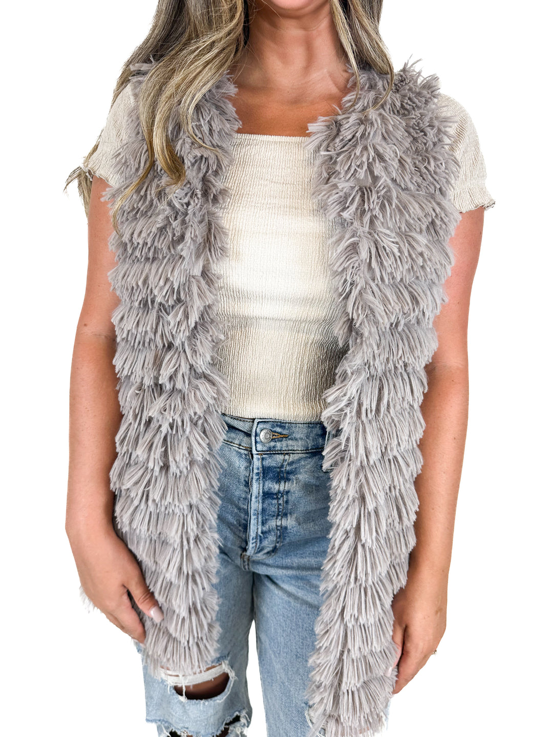 Pink Lily Shag Vest (S)