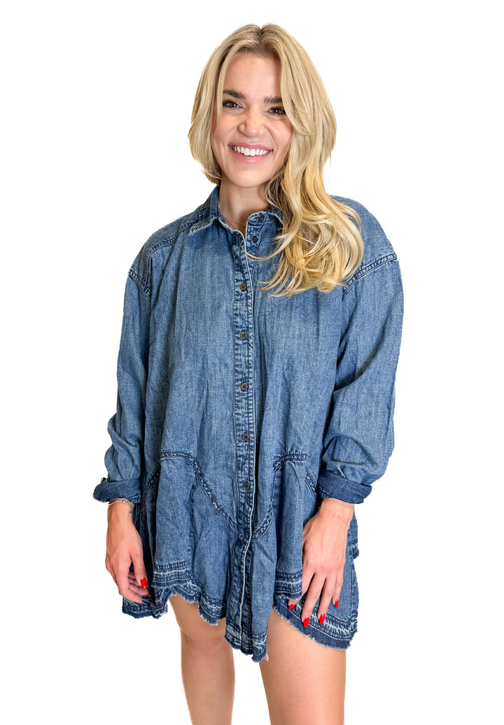 We the Free Denim Button-Down Mini Dress NWT (S; retail $82)
