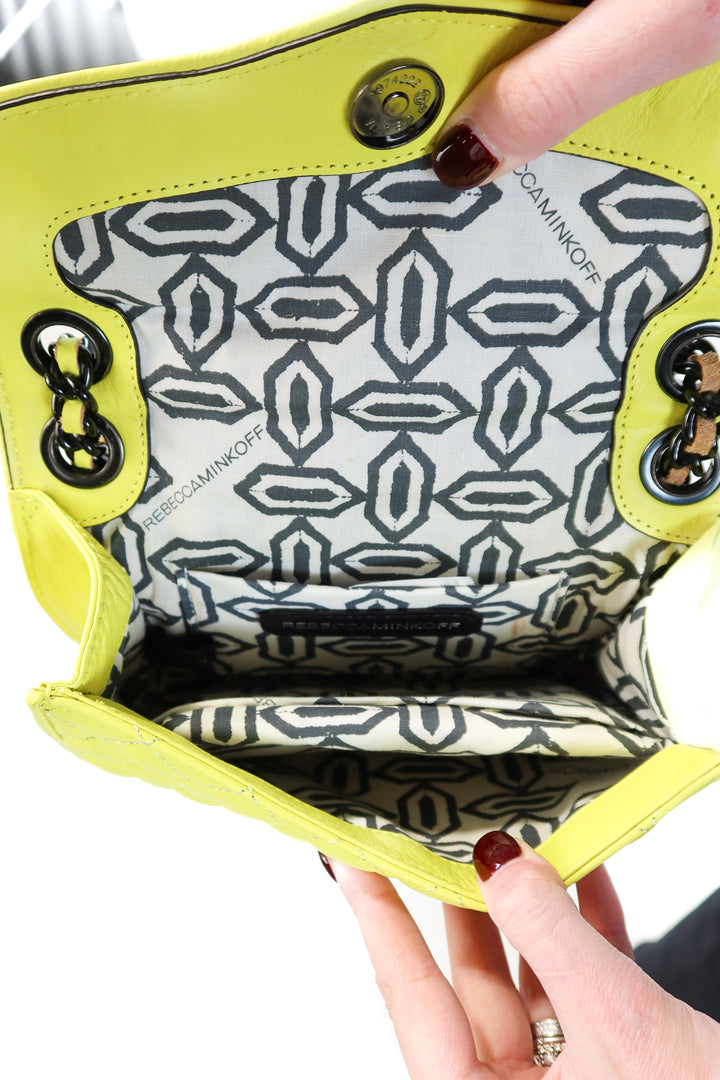 Rebecca Minkoff Neon Yellow Quilted Studded Bag (retail $225)