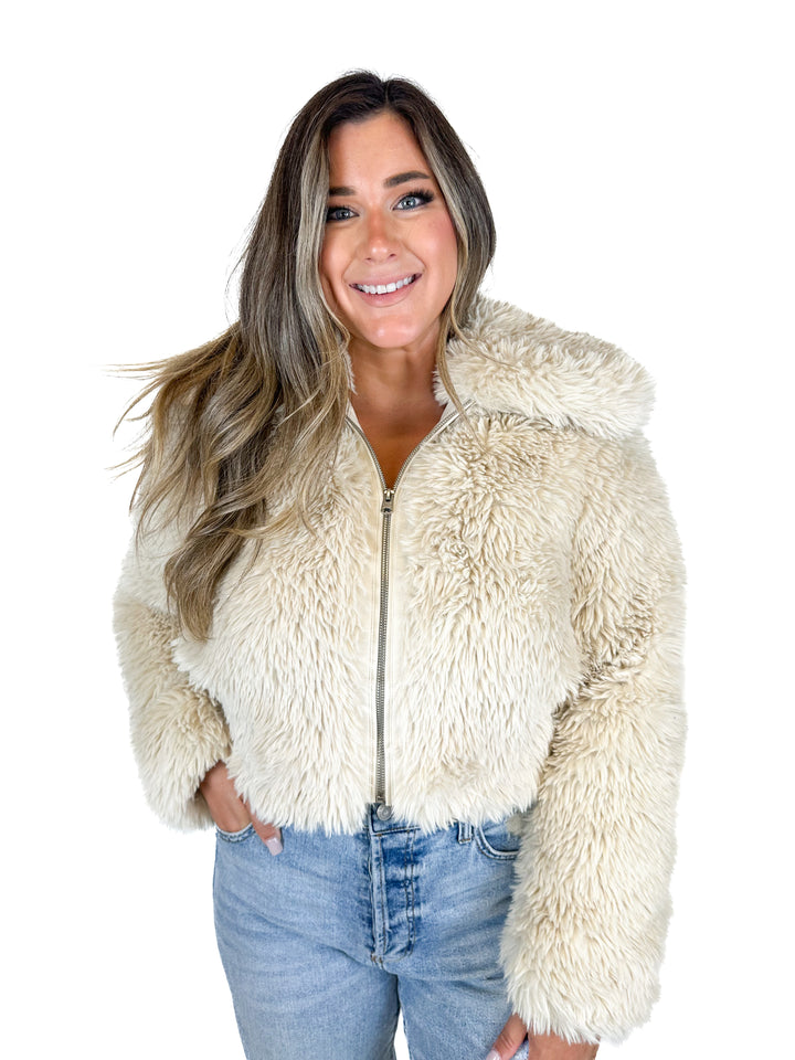 Abercrombie Zip Up Faux Fur Jacket NWT (S; retail $160)