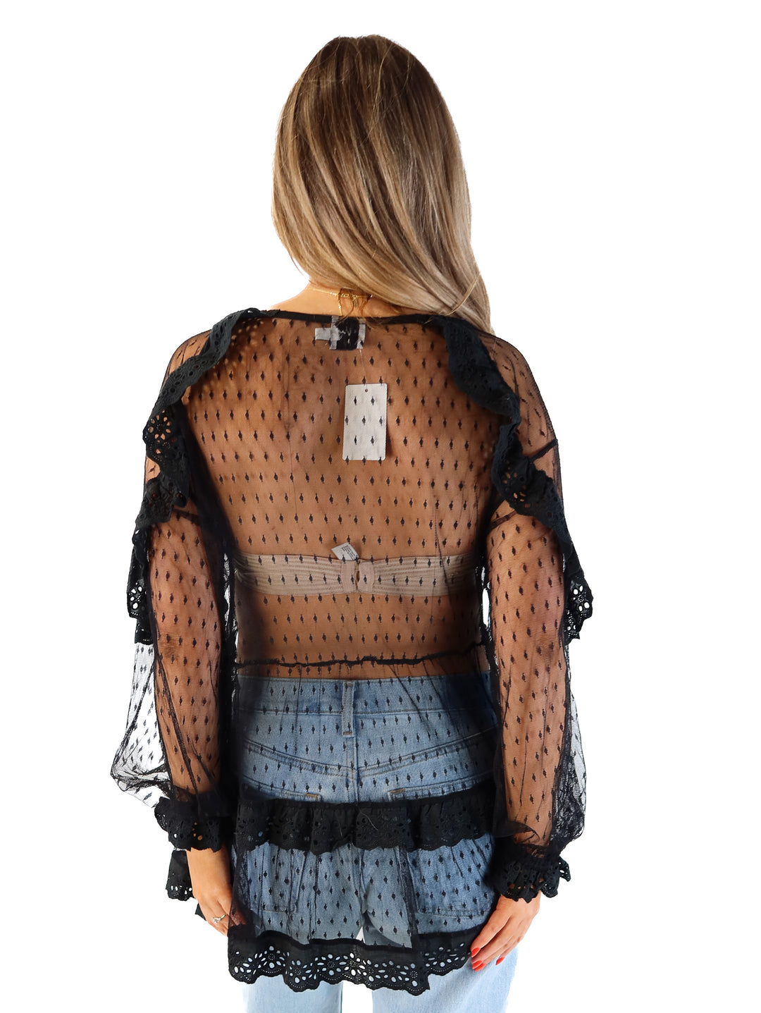 Princess Polly black sheer lace top (6; retails for $50)