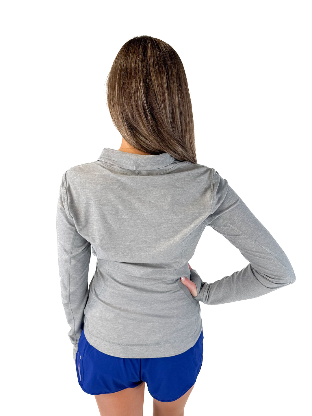 SOLD: lululemon heathered grey zip up (8; retail $128)