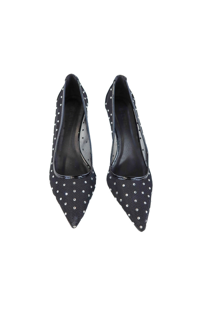 Billini black mesh rhinestone heels NWOT (10; retail $89)