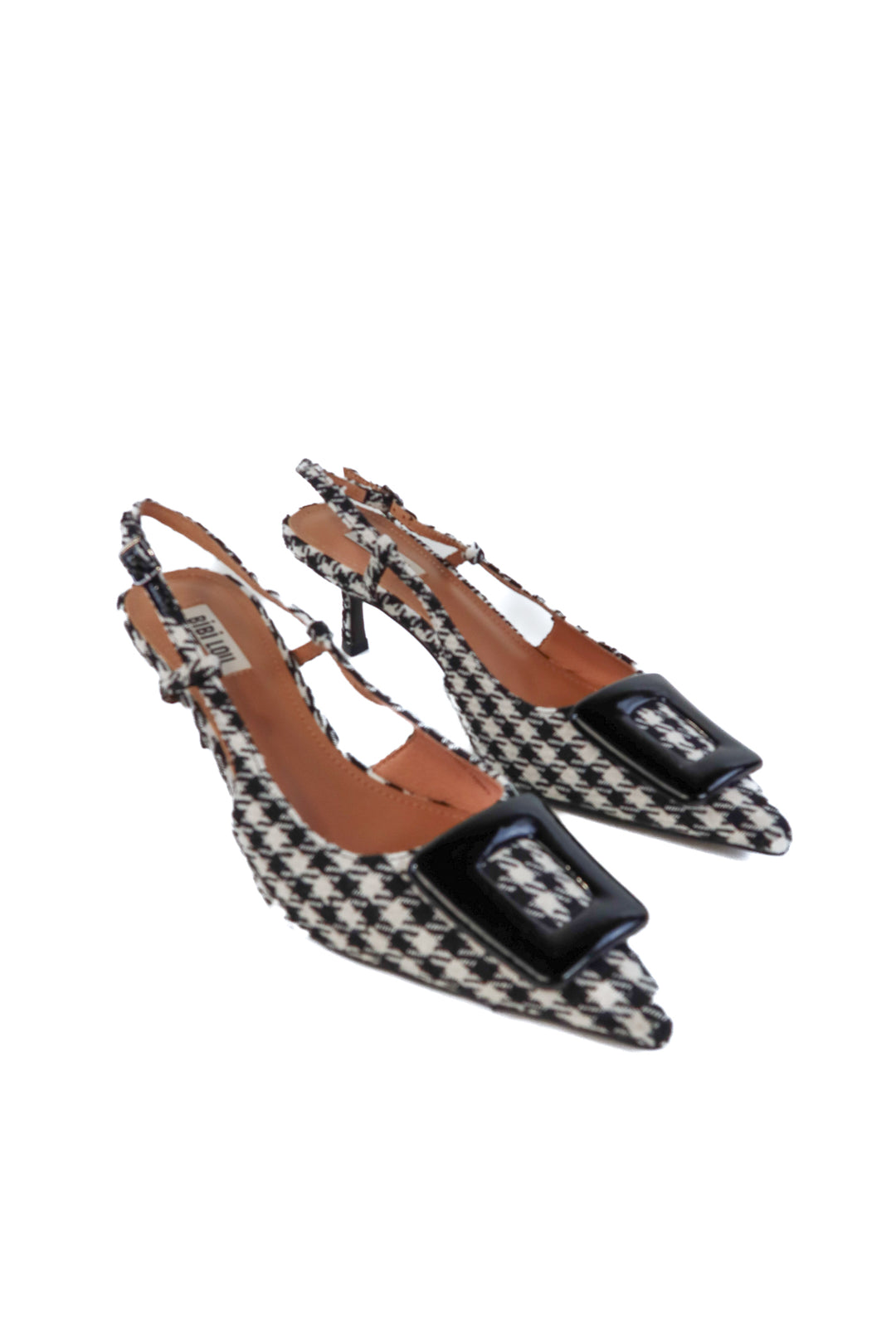 Bibi Lou houndstooth sling back heels NWOT (40; retail $190)