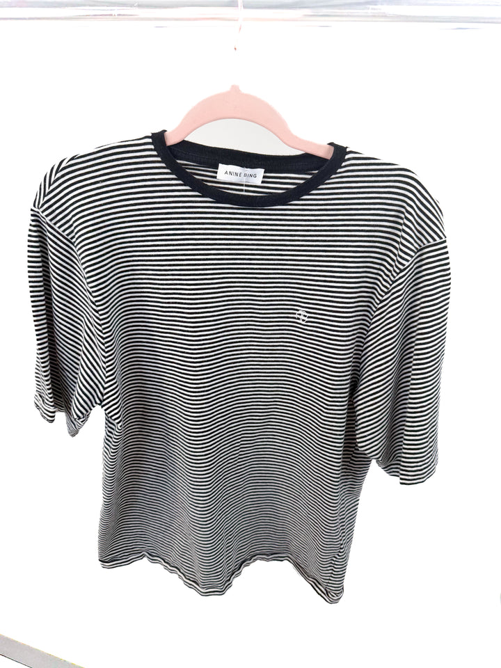 anine bing black striped tshirt (s; retail $110)