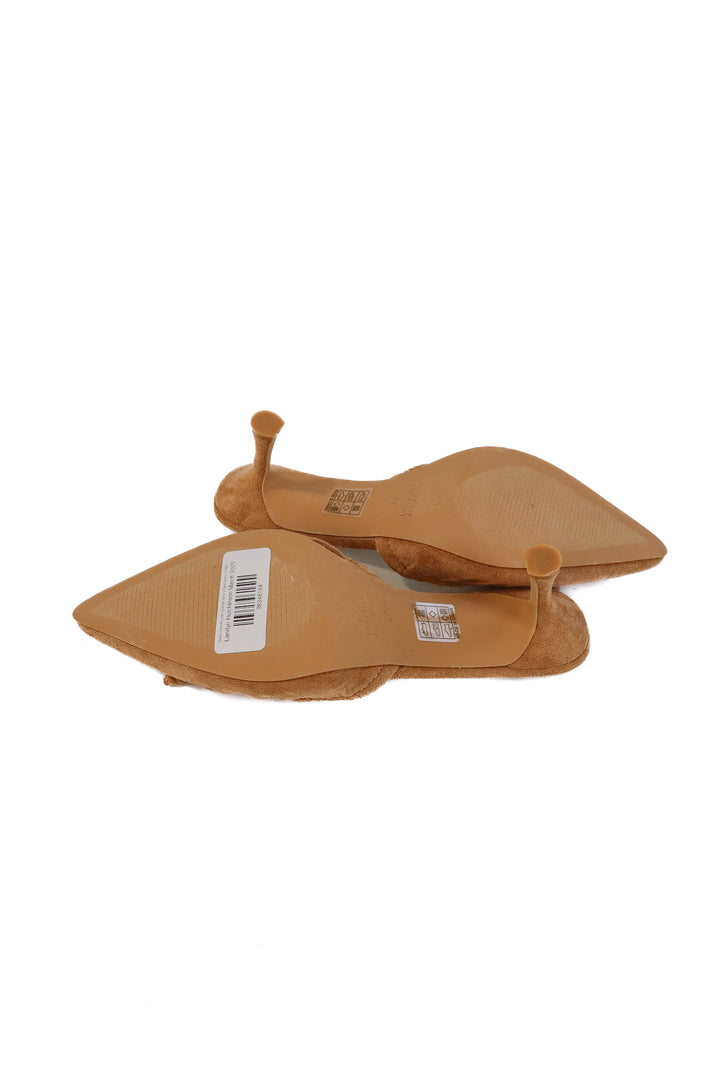 Oasis society tan suede bow kitten heels NWOT (10; retail $72)