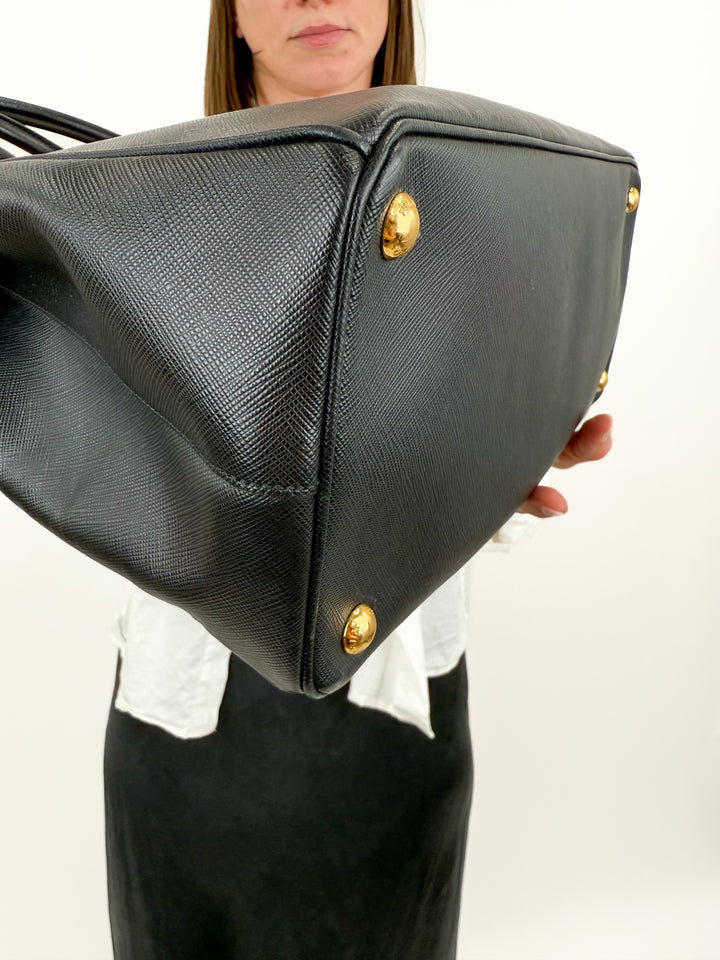 Prada Galleria Black Saffiano Large Leather Two Way Tote (retail $5,500)